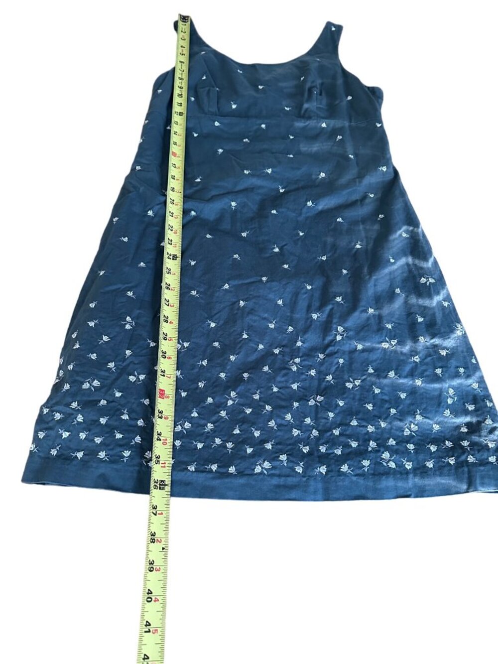 .Crew Navy Sleeveless Dress Size 10 Embroidered Polka Dot Shift Lined Zip Back - Picture 8 of 9